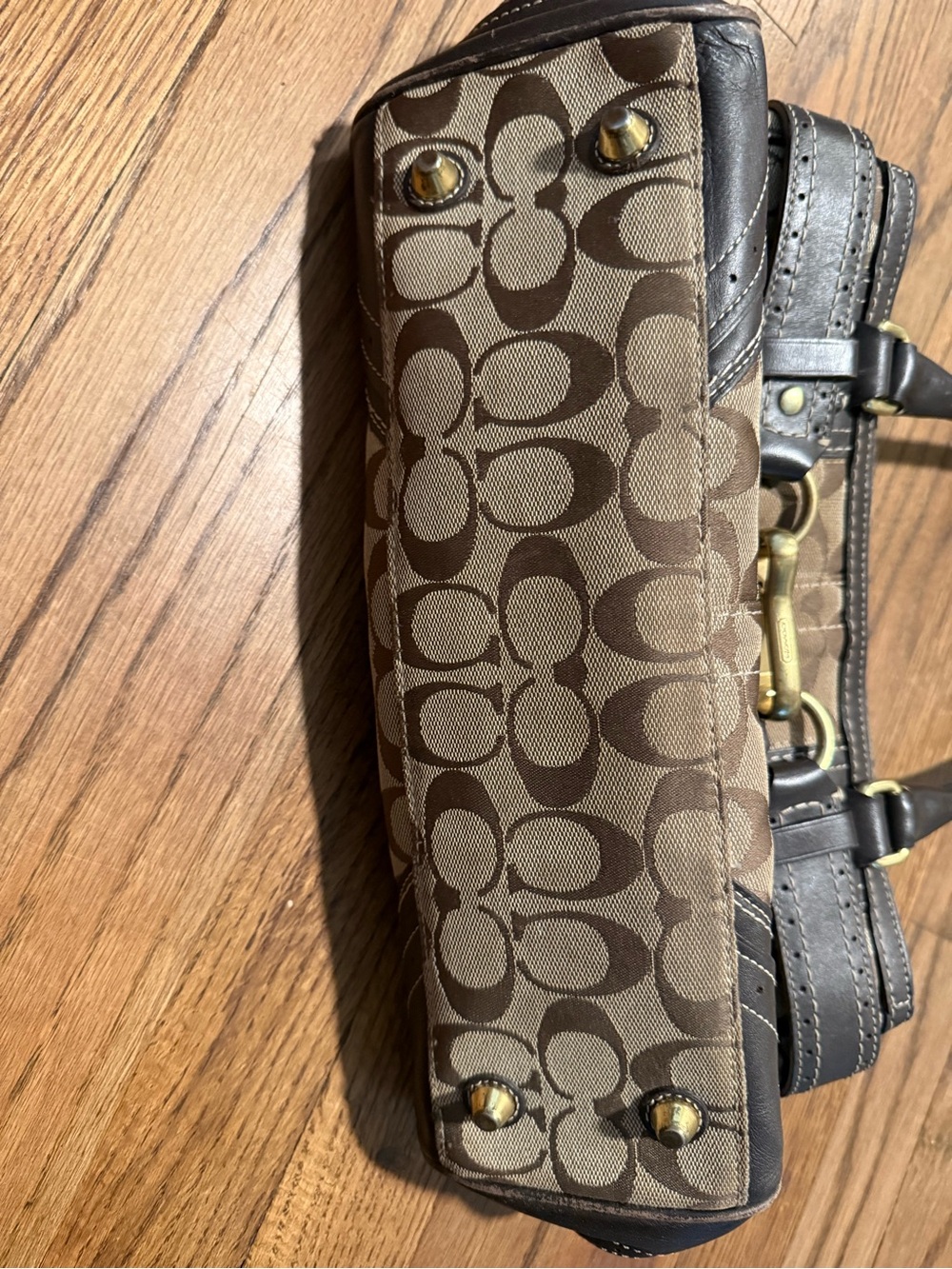 Coach Tan and Dark Brown Signature Shoulder Bag with Tassel - Picture 3 of 5